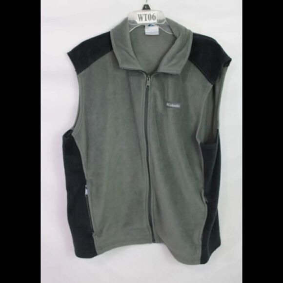 Columbia Fleece Sleeveless Full Zip Vest Jacket Gray & Black Men's Size XL - Picture 1 of 8